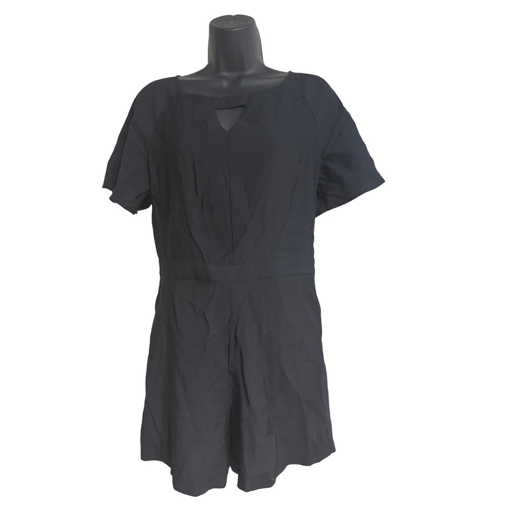 Banana Republic Black Cutout V-Neck Short Sleeve Romper Womens Size 0 Tailored